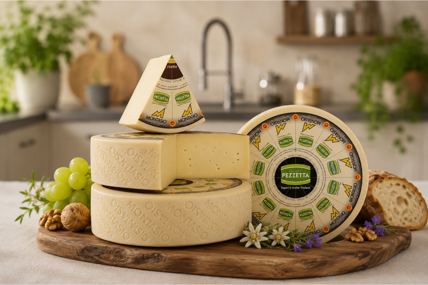 Montasio DOP Stravecchio, 100 gr 1 Montasio DOP Stravecchio 100 gr - branza maturata Pezzetta, medalie de aur