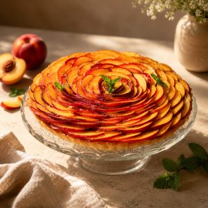 Tarta cu Piersici si crema de vanilie
